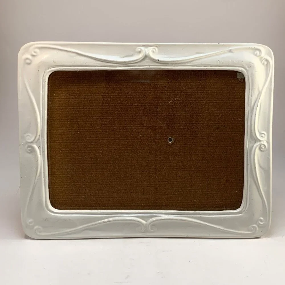 VTG French Country‎ Creamy Off-White Metal Picture Frame 5